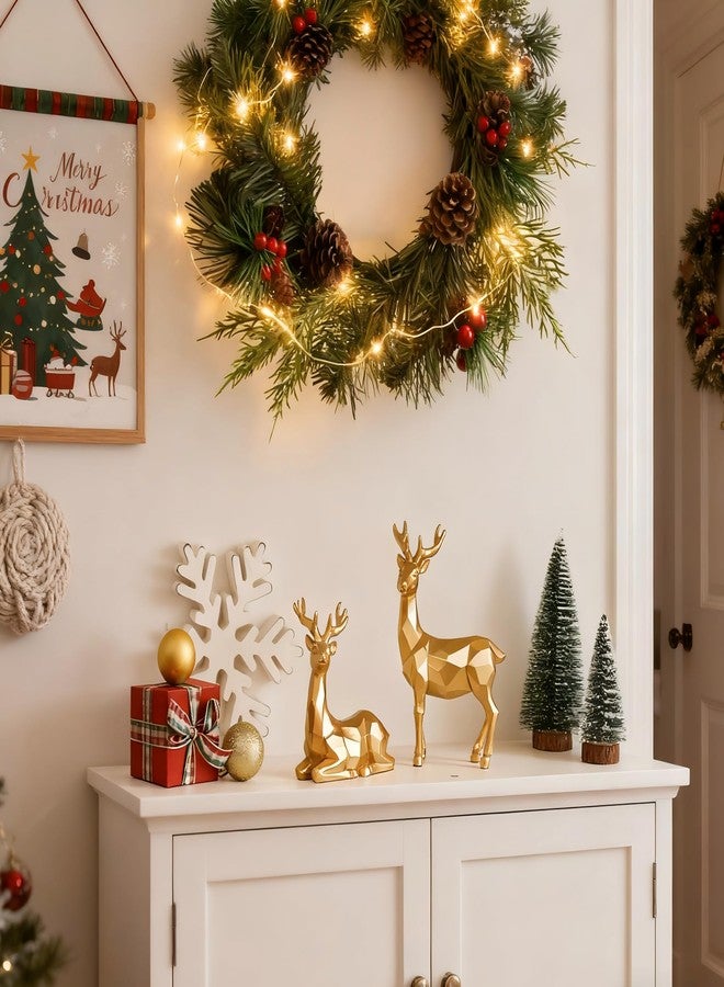 NEWLIGHTURE Golden Reindeer Christmas Figurines Set of 2, Resin Golden Tabletop Christmas Reindeer, Metallic Gold Reindeer Decor for Holiday Tabletop, Mantel, and Shelf Elegant Deer Christmas Decor - Image 4